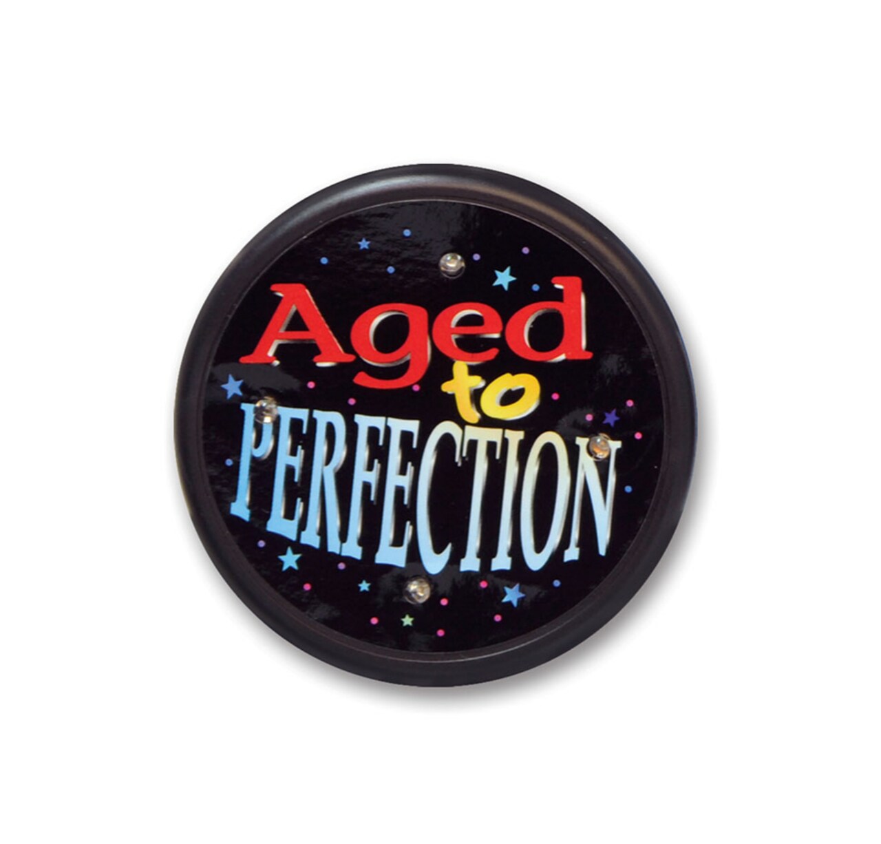 Beistle Pack of 6 Black and Red "Aged to Perfection" Flashing Birthday Celebration Buttons 2.5"